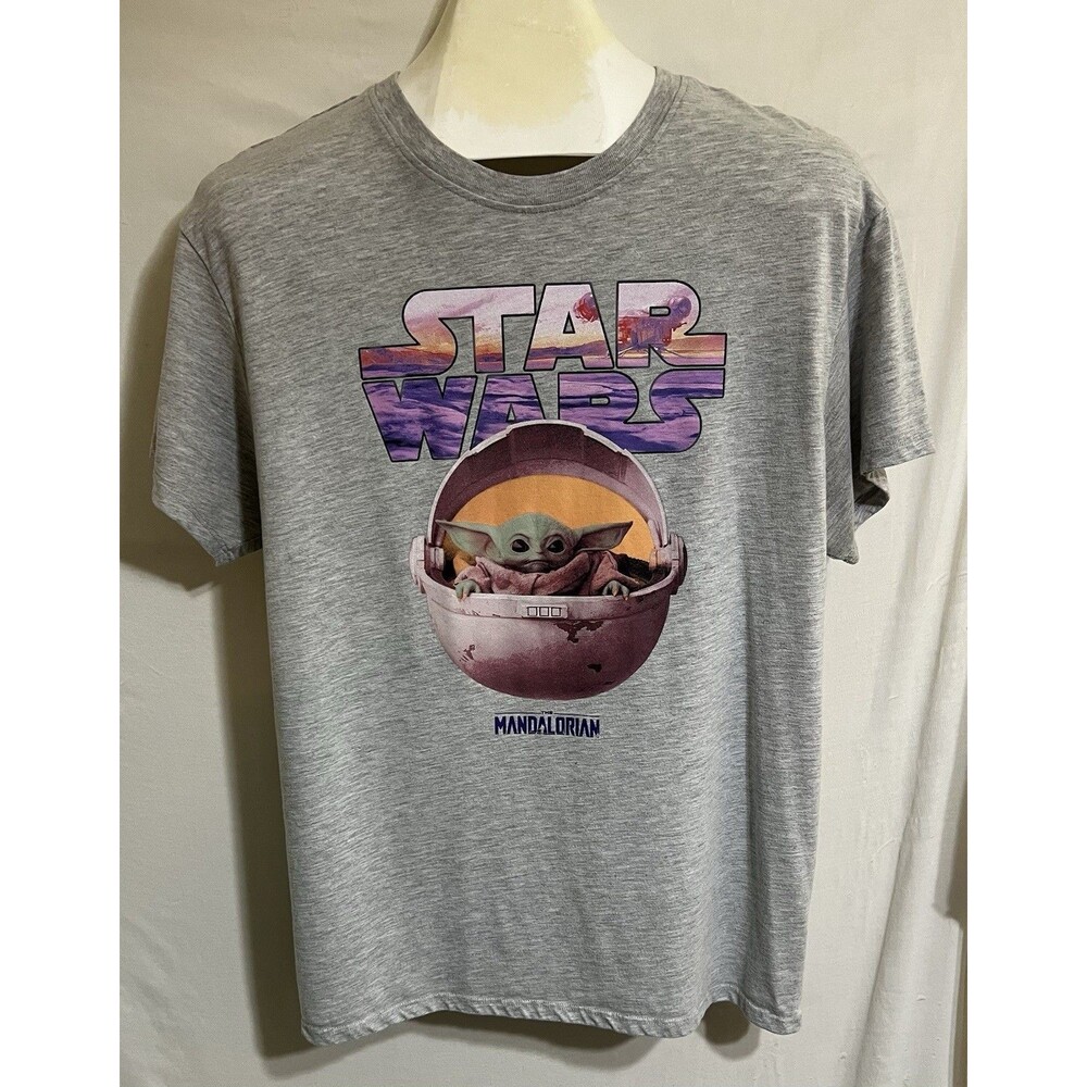Star Wars The Mandalorian Baby Yoda Grogu Graphic Desert Sky pink purple Gray r1
